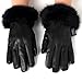 Alpine Swiss Womens Leather Dressy Gloves Faux Fur Trim Cuff Thermal Lining Black XL