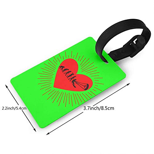 Luggage Tags Holders for Travel Luggage, Luggage Tags for Suitcases, Heart Evolution Kite Surfing Silhouette Plastic Luggage Tags PVC Travel Suitcase Labels ID Tag