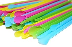 Set of 200 SNO-Cone Straw Spoons! Bright Colors