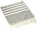 E-Living Store 100% Cotton, Soft & Absorbent Decorative Turkish Fouta Towel with Twisted Fringe for Home, Beach, Pool, or Décor, Use As Blanket or Throw - Grey Stripe