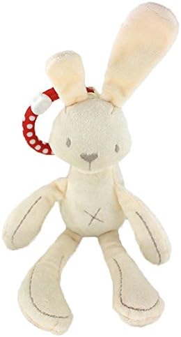 Godr Hanging Toy Baby Rattle Toy, Soft Plush Baby Play Activity Crib Stroller Rabbit Musical Mobile Products -Children's first bubby doll -Natural Cotton &amp; Natural Color (Bunny)
