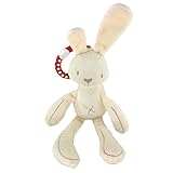 LHEI Hanging Baby Soft Snuggle Bunny Plush Rattle Toy, Play Activity Crib Stroller Musical Rabbit Stuffed Animal Baby Kids Gift Animals Doll (Bunny)