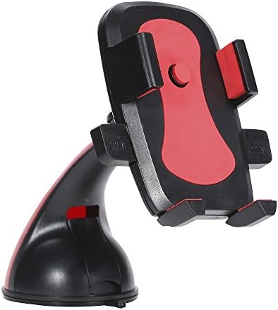 Car Mount, GOOLEEN Universal Windshield Dashboard Car Holder Cradle for Apple iphone 6 6 plus 5 5s 5c se 4 4s, Android Samsung Galaxy S7 S7 Edge S6 S5 S4, Note5 4 3, HTC, NOKIA,LG and More (Red)