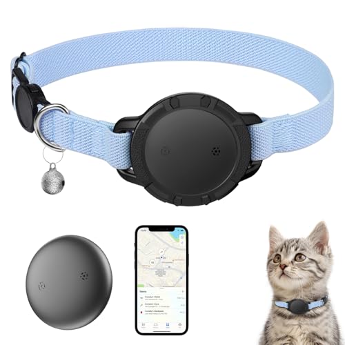NozlaID Cat Tracker (iOS & Android) - Mini SmartTag Tracker for Cats Without Subscription - Waterproof Stretchy GPS Cat Dog Collar Locator (1 Pack)