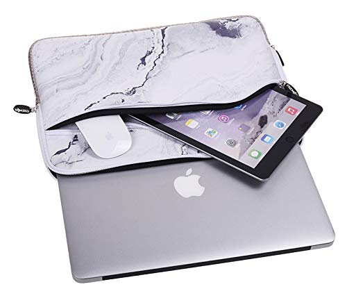 KEC Laptop Case for New MacBook Air 13" Retina (2019/2018, Touch ID) w/ Keyboard Cover + Sleeve Plastic Hard Shell Case A1932 3 in 1 Bundle (White Marble 4)  - Thumbnail 6
