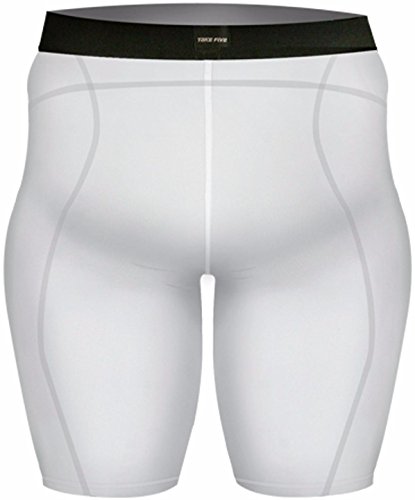 New 046 Skin Tights Compression Base Layer White Running Short Pants Mens (L)