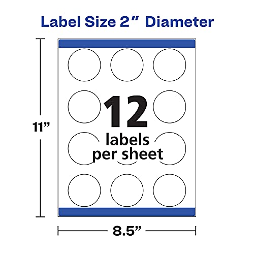Avery Printable Round Labels with Sure Feed, 2" Diameter, Matte White ...