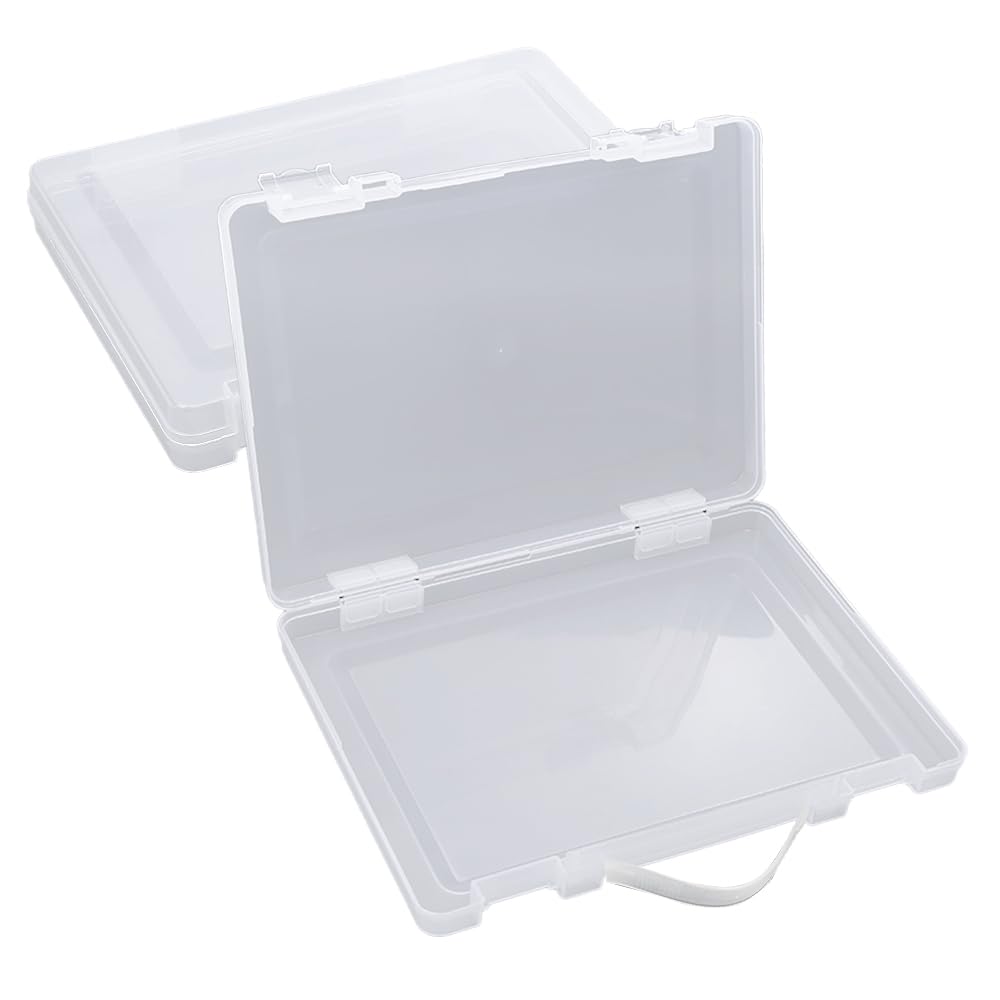 WYAN 2 Pcs Lever arch files Storage Boxes,Clear Plastic Beads Storage Containers Box,Rectangle Bead Holder Plastic Cases,Building Block Organiser,for storing items (26 * 18cm)