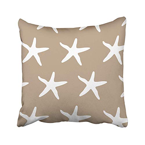 Emvency Set of 4 Throw Pillow Covers Beach Starfish Words Rules Holiday Summer Nautical Anchor Distressed Taupe…