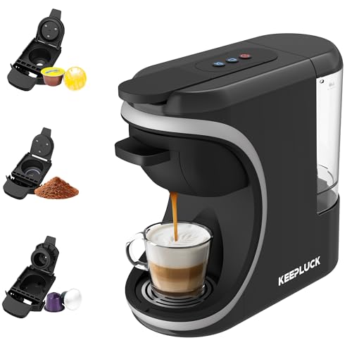 3 in 1 Capsule Coffee Maker for Nespresso Original/for Dolce Gusto/Powder | Automatic Shut-Off, Black, 19bar, 0.6L, Automatic and Compact Multi-Capsule Machine, Multi-Drink for Home and Office