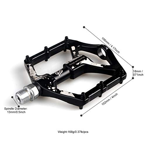 LYCAON Bicycle Pedals Aluminum Alloy Casting Body 2DU Bearing Lightweight Road Mountain Bike Pedals for MTB BMX (Black) - Thumbnail 4