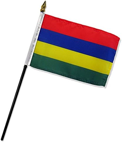 FlagsImpQuality Standard Flags One Dozen Mauritius Stick Flag, 4 by 6"