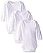 Spasilk Unisex-Baby Newborn 3-Pack Long Sleeve Lap Shoulder Bodysuit, White, 6 Months