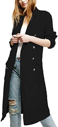 Bessla Women's Jacket Double Breasted Casual Outwear Cardigan Long Trench Coat