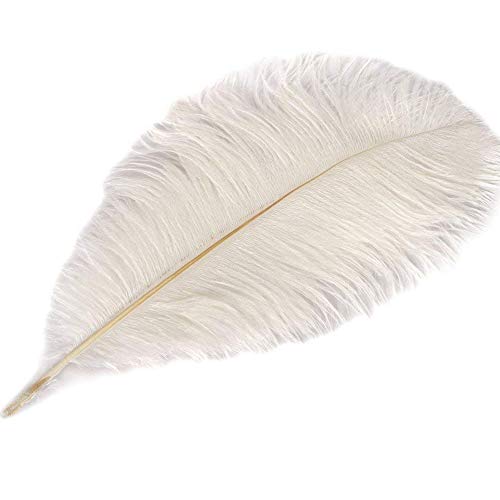 MELADY Pack of 10pcs Natural Ostrich Feathers 16-18inch(40~45cm) for Home Wedding Party Decoration (White)
