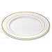 Laura Stein Designer Dinnerware Set of 40 Premium Plastic Wedding/Party Plates: White, Gold Rim. Set Includes 20 10.75