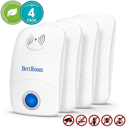 BettRoom Ultrasonic Pest Reject Defense with Plug in and Night Light for Mice Cockroaches Ants Bed Bugs Flies Rats(4 Pack ) Electronic Plug In Blocker Home Indoor Repeller (4)