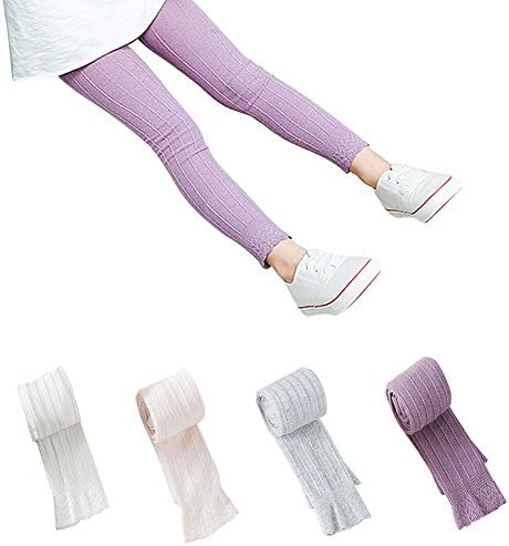 Lasoue 4 Pack Baby Girls Flared Lace Trim Legging Outfit Pant Footless Knit Tight Warm Stocking for 1-7T