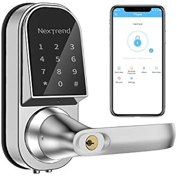 Bluetooth Lock Nextrend Electronic Door Lock With Bluetooth Keyless Touchscreen Mechanical Keys Free App Enabled Auto Lock Real Time Record For