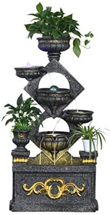 YAOWEN European-Style Water Pump Fountain Floor Rockery Fountain Water Decoration Lucky Wind Wheel Fish Tank Living Room Porch Large Water Humidifier,Black [Energy Class A]
