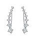 Yolmina Ear Cuff Climber Earrings 7 CZ Cubic Zirconia Crawler Earrings S925 Sterling Silver Hypoallergenic Earring with Gift Box