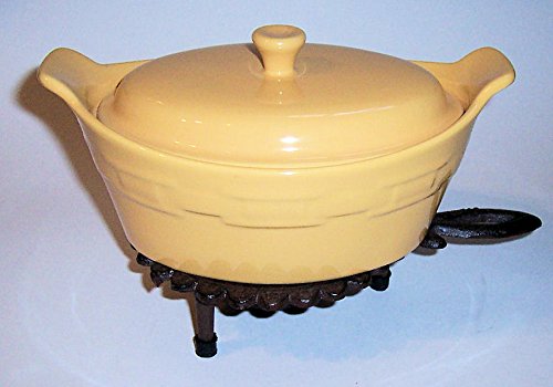 "ABC Products" - Heavy Cast Iron - Small Round Tealight Warmer With Handle - Very Good For Small Servings - (Bronze Rustic Color Finish - Uses One Tea Candle - Not included)
