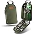 Camp Kitchen Cooking Utensil Set Travel Organizer Grill Accessories Portable Compact Gear for Backpacking BBQ Camping Hiking Travel Cookware Kit Water Resistant Case (Green 13 Piece Set)