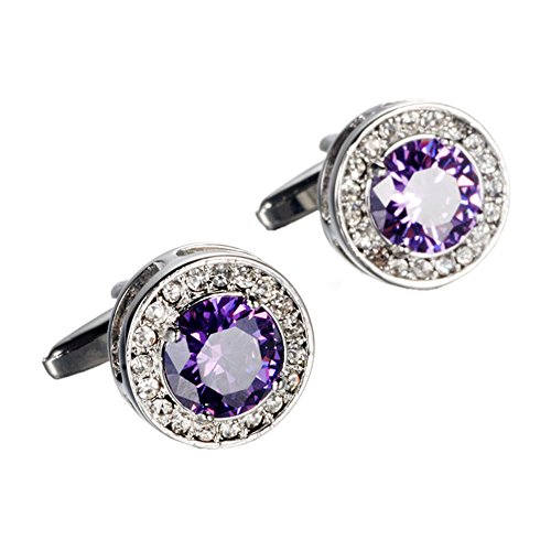 Unique Stylish Modern Cufflinks Luxury Amethyst Crystal Cuff Links for Shirt Wedding Business