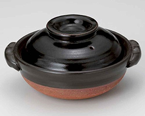 Click Here to See More Images Tenmoku for 1-2 persons 7.5inch Donabe Japanese Hot pot Black Ceramic Made in Japan