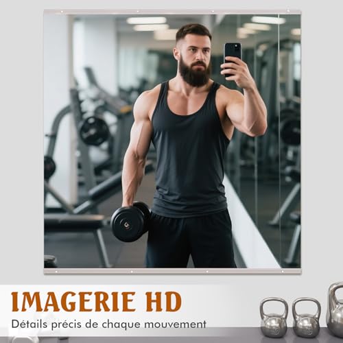 WEER Gym Mirrors, Large Frameless Mirrors, 140 x 42 cm x 2 Pieces, Tempered Glass Wall Mounted Mirrors for Gym, Yoga, Garage, Fitness, Dance, Bedroom