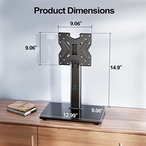 PERLESMITH Swivel Universal TV Stand/Base, Table Top TV Stand for 19-50 inch LCD LED TVs/Monitor/PC, Holds up to 99LBS,Height Adjustable TV Mount Stand with Tempered Glass Base,VESA 200x200mm,PSTVS07