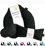 Happy Wraps Herbal Neck Wrap w/Free Lavender Eye Pillow & Free Sleep Mask - Microwave or Freeze - Black Cotton