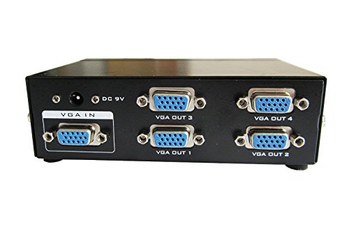 C-Zone 350 Mhz High Definition 14 Port Vga Splitter Metal Box,1 PC To 4 Monitors VGA/SVGA/LCD/CRT 4 Port Video Splitter Box for PC/TV/Monitor