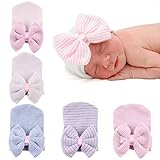 Upeilxd Newborn Hospital Hat Infant Baby Hat Caps with Bow/Hairball Soft Cute Nursery Beanie Hat (5pack Bow / 0-6 Month)