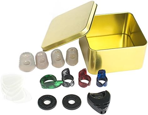 Guitar Thumb Picks, Finger Protectors, Pick Holder and Strap Lock Set for String Instruments Beginners