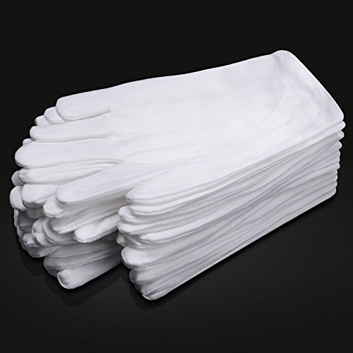 Neewer 12 Pairs (24 Gloves) 100% Cotton Lisle White Inspection Work Gloves for Coin, Jewelry, Silver, or Photo Inspection