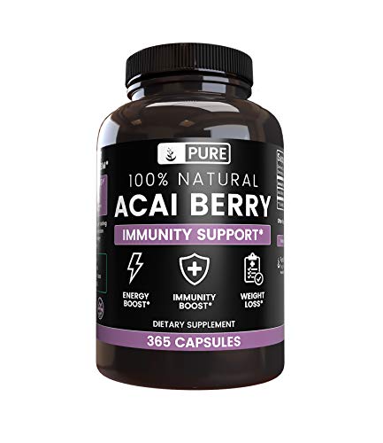 All-Natural Acai Berry |365 Capsules |90-Day Supply |No Magnesium Filler, Potent Antioxidant, Gluten-Free, Vegetarian, Made in US, 1000mg of Raw & Undiluted Acai Berry Extract per Serving