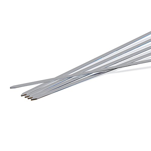 MojiDecor Skewers Kabob Skewers for Grilling Kabob Grilling Baskets BBQ Skewers Metal Skewers for Stainless Steel Grill - 15 Inch Flat Stainless Steel Nonstick Barbecue Skewers Kabob Skewers (10 Pcs) - Thumbnail 3