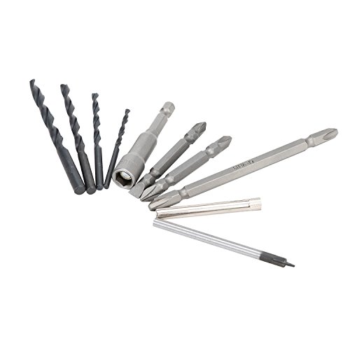 OCGIG 33 Pcs 1/4" Flexible Hex Shaft Screwdriver Power Drill Bit Extension 11inch Quick Change Connect Hex Drive with 32 Pcs Drill Bits Socket Set Holder Extension Chuck Electric Drill Accessories