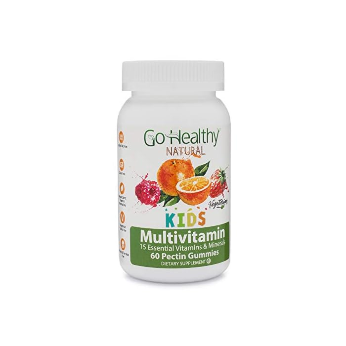 Go Healthy Multivitamin Gummies for Kids, Vegetarian, Non-GMO, Gluten Free, Kosher & Halal - 30 Servings