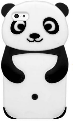 Case for Apple iphone 4/4S/4G New Cute Animal 3D Panda Pattern Soft Silicone Cover-Black(Gift Cartoon Sticker 2 PCS)