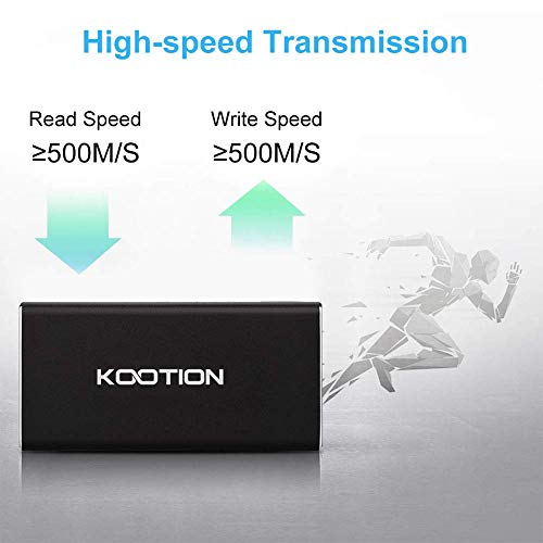 KOOTION SSD-Festplatte, 1 TB, externe SSD-Festplatte, tragbar, 1 TB, Lesen bis zu 500 MB/s und Schreiben bis zu 450 MB/s – Bild 3