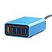 Lumsing Quick Charge 2.0 40W Multi-Port USB Desktop Charging Station Dock with Smart IC Technology, 1 Port QC2.0 + 4 Port with Smart IC Technology, 5 Port USB Desktop Charger for SmartPhones Blue