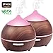 Mulcolor Essential Oil Diffuser, 2Pack 250ml Aromatherapy Diffuser for Essential Oils, Aroma Oil Diffuser Humidifier, Ultrasonic Diffuser Wood Grain, Waterless Auto Shut off, 7 Colors Light