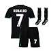 Youth Real Madrid Ronaldo 7 Kids Soccer Jersey & Shorts Home Boys Sizes Black (L(11-13Years Old))