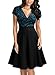 Miusol Women's Deep V-Neck Elegant Floral Lace Contrast Cocktail Party Dress (Small, Cyan)