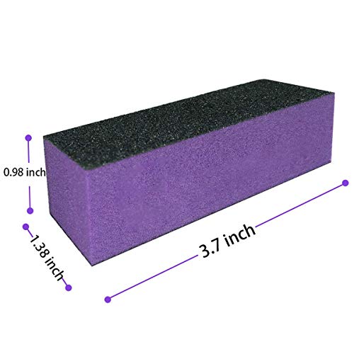 10 Pcs Nail Buffer Sanding Block Polisher Buffing File 100/180 Grit 3 sides Nail Files Art Pedicure Manicure File(Black Purple)