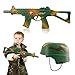 Camouflage Army Helmet and 16 inches Machine Gun Toy Rifle Military Combat Playset for Kids primary