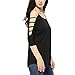 BOBIBI Women's Summer Casual Loose Hollowed Out Shoulder Three Quarter Sleeve Shirts