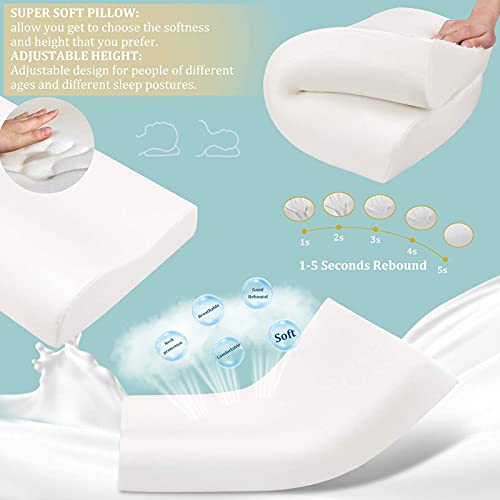 Memory Foam PillowContour Cervical Neck Support Pillows with Washable Pillowcase,Orthopedic